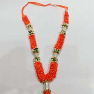 Orange Flowers with Gold Stone Balls and Pearl Stone Balls with Jasmine Garland