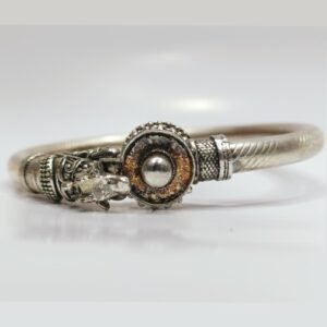 Silver Plated Lord Shiva Shivling with Nandi Embossed Lockable Kada Bracelet
