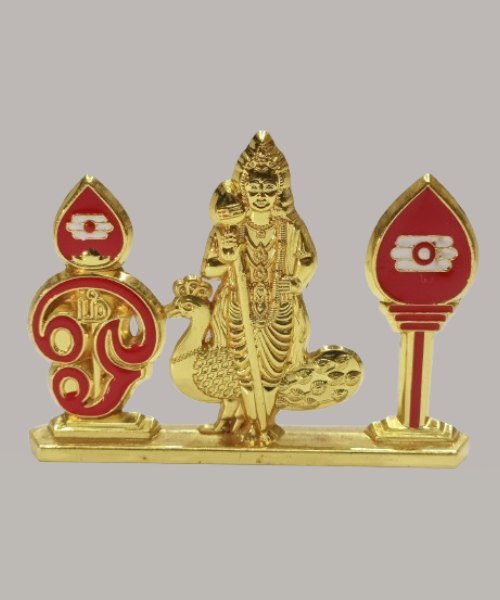God Murugan with peacock and Om vel Statue